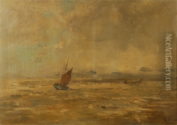 Marine Avec Bateaux De Peche Oil Painting - Louis Artan De Saint-Martin
