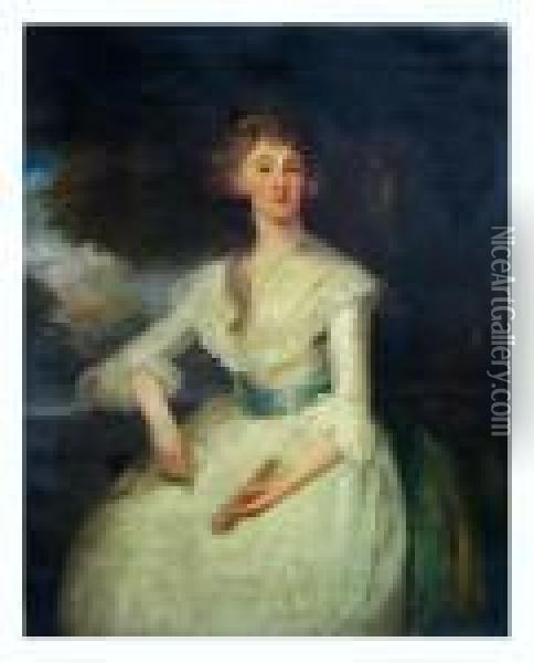 Portrait Of Mrs. Mercer Oil Painting - John Hoppner