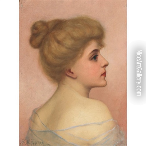 Profile Of A Lady Oil Painting - Herman N. Hyneman
