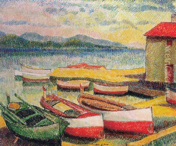 Saint Tropez - Le Vieux Port Oil Painting - Pierre De Belay