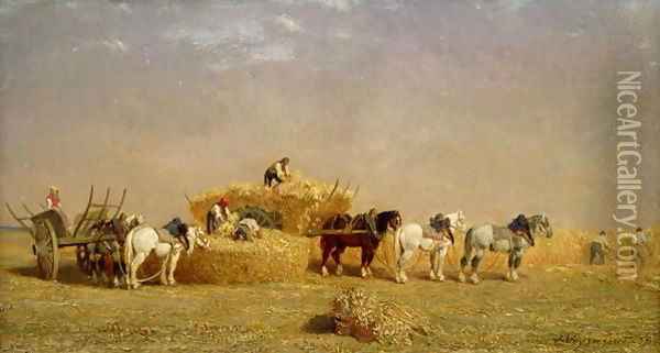 Haymaking 1858 Oil Painting - Jules Jacques Veyrassat
