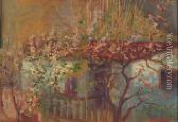 House Surrounded By Almond Trees Oil Painting - Konstantinos Maleas
