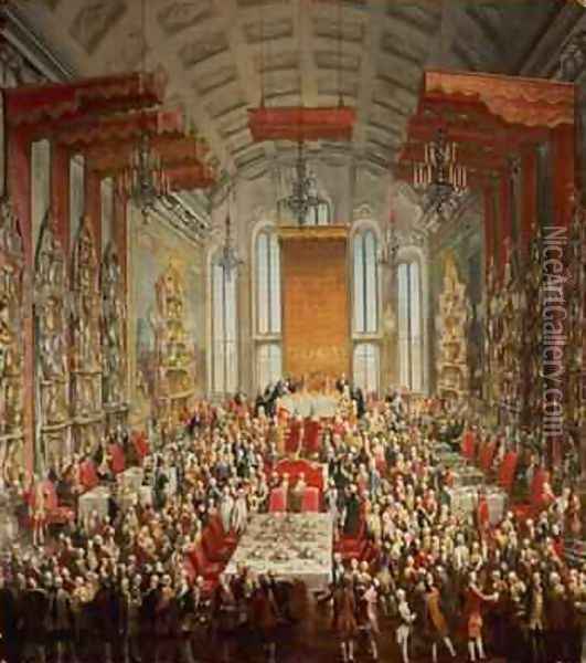Coronation Banquet of Joseph II in Frankfurt 1764 Oil Painting - Martin II Mytens or Meytens