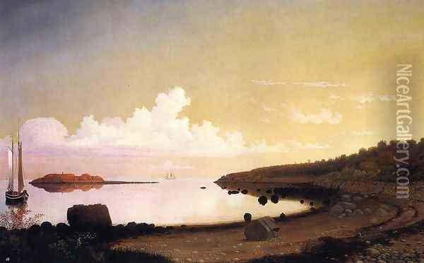 The Westen Shore with Norman's Woe Oil Painting - Fitz Hugh Lane