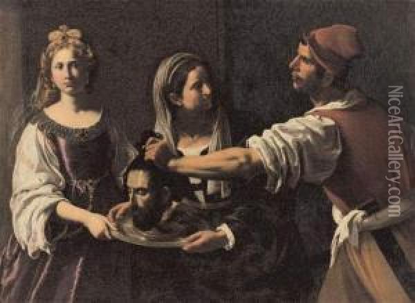 Salome Recevant La Tete De Saint Jean-baptiste Oil Painting - Antiveduto Grammatica