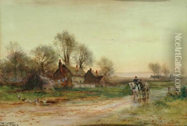 Farmyard Scene Oil Painting - Henry Charles Fox