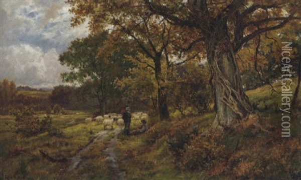 October, A Bye Lane Oil Painting - Louis Bosworth Hurt
