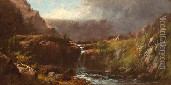 In The Adirondacks Oil Painting - William M. Hart