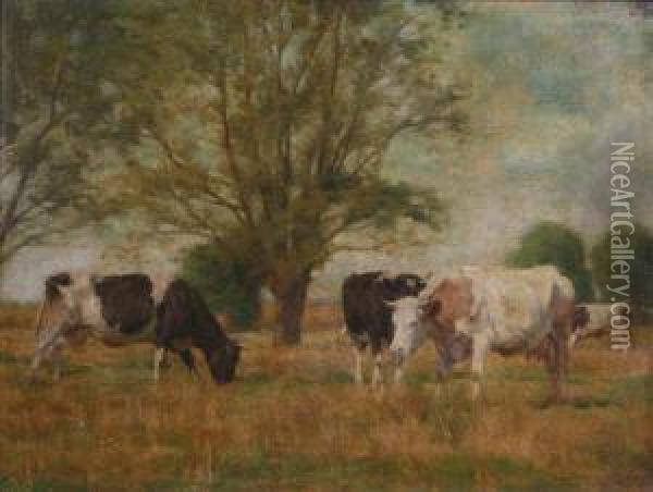 Koeien In De Weide Oil Painting - Emile Van Damme-Sylva