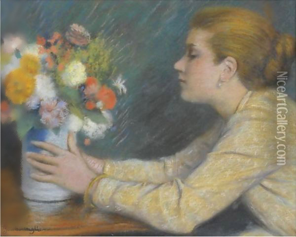 The Bouquet Oil Painting - Federigo Zandomeneghi
