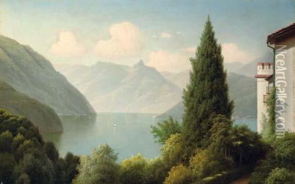 A Lake Seen Through Trees Oil Painting - Gavril Kondratenko
