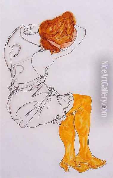 The Sleeping girl Oil Painting - Egon Schiele
