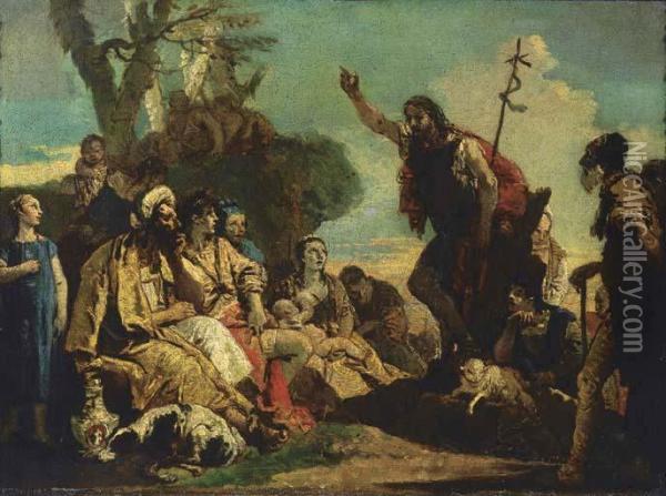 La Predica Del Battista Oil Painting - Giovanni Battista Tiepolo