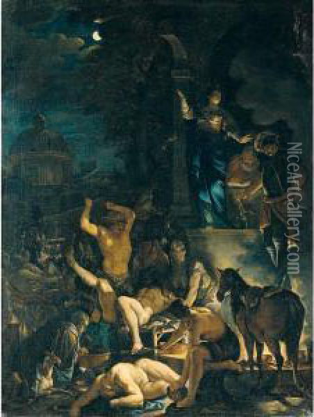A Scene Of Witchcraft Oil Painting - Dominicus Ascanius Van Wijnen