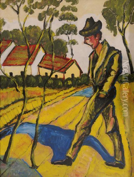Uomo A Passeggio Oil Painting - Hugo Scheiber