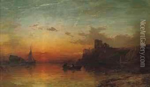 Sunset, Scarborough Oil Painting - Francis Danby