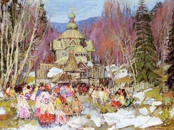 Siberian Wedding Scene Oil Painting - Leon Gaspard