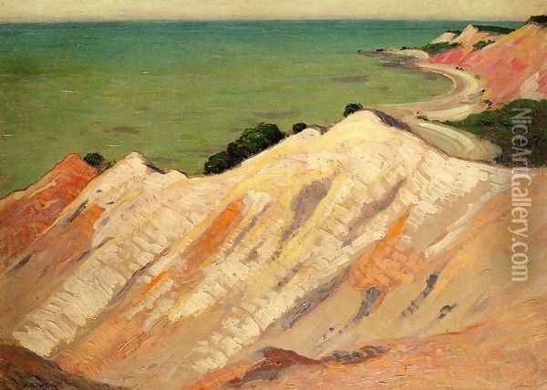 The Clay Cliff, Gay Head, Massachusetts Oil Painting - Arthur Wesley Dow