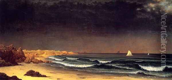 Approaching Storm, Beach Near Newport Oil Painting - Martin Johnson Heade