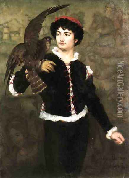 The Falconer Oil Painting - James Carroll Beckwith