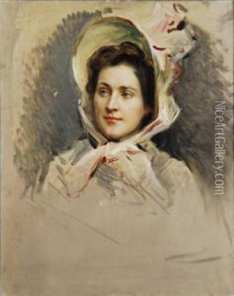 Retrato De Dama Oil Painting - Raimundo de Madrazo y Garreta