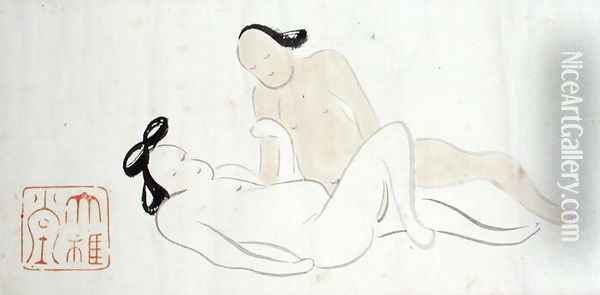 A Shunga 11 Oil Painting - Ike no Taiga