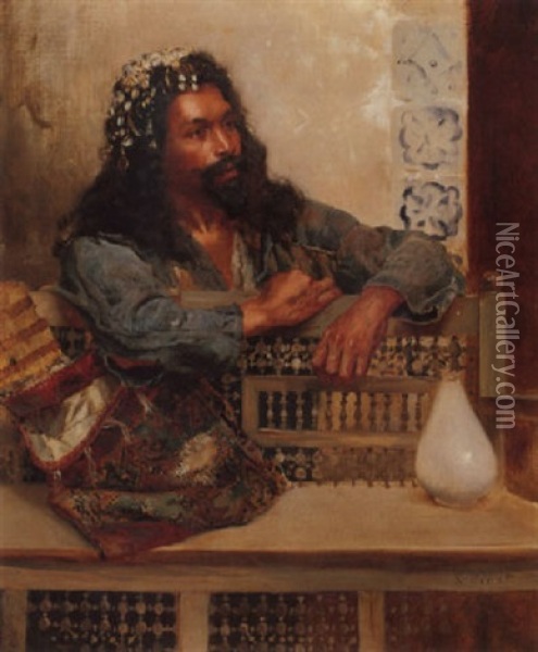 Man In An Interior Oil Painting - Rudolf Ernst