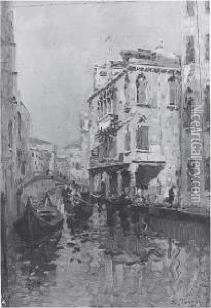 Calle Veneziana Oil Painting - Egidio Tonti