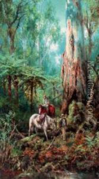 Prospecting Among The Gums Oil Painting - James Alfred Turner