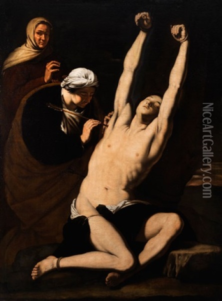 Die Wundpflege Des Heiligen Sebastian Durch Die Heilige Irene (san Sebastiano Curato Da Sant Irene) Oil Painting - Jusepe de Ribera