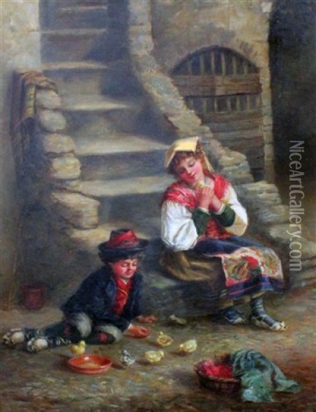Foster Parents Oil Painting - Eugen von Blaas