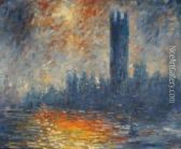 The Houses Of Parliament Oil Painting - Claude Oscar Monet