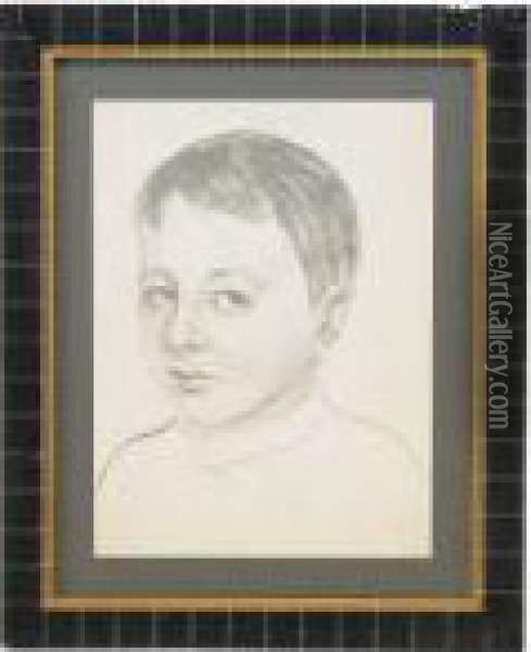 Portrait Of A Boy Oil Painting - Boris Kustodiev