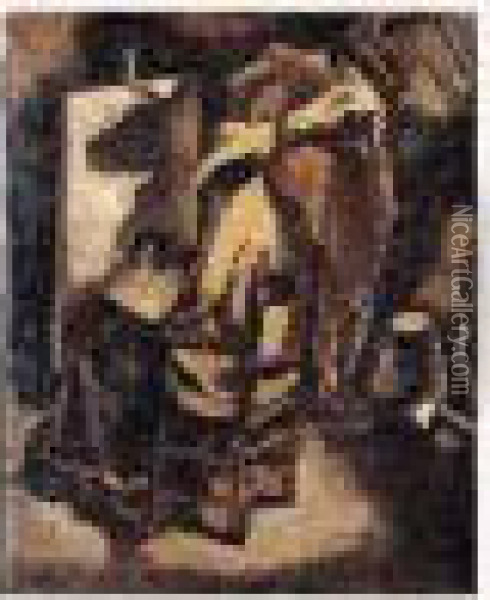 Le Peintre A L'etable, Circa 1928 Oil Painting - Amedee de La Patelliere