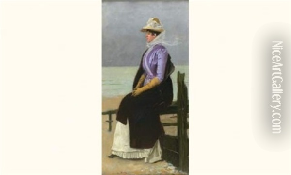 Elegante En Violet Oil Painting - Ernest-Ange Duez
