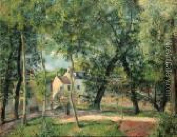 Paysage A Osny Pres De L'abreuvoir Oil Painting - Camille Pissarro