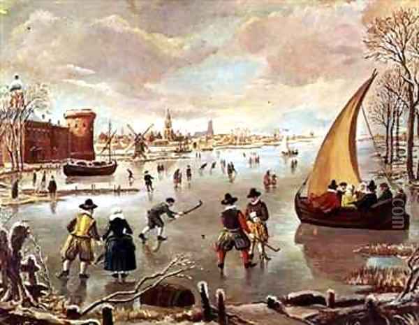 Dutch Winter Pleasures Oil Painting - J. van der Bowlen