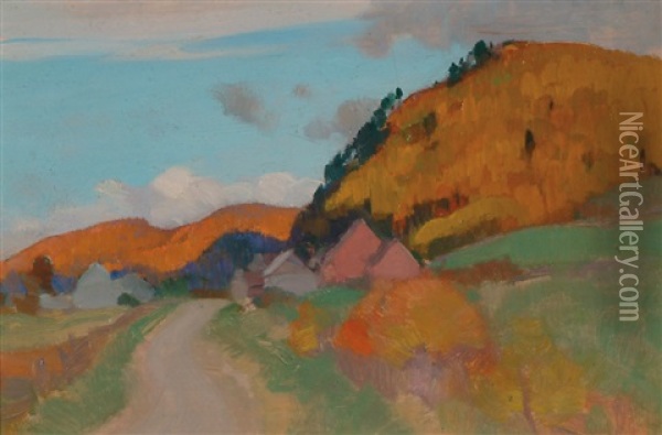 Rang De La Gondronuerie, Baie St. Paul Oil Painting - Clarence Alphonse Gagnon