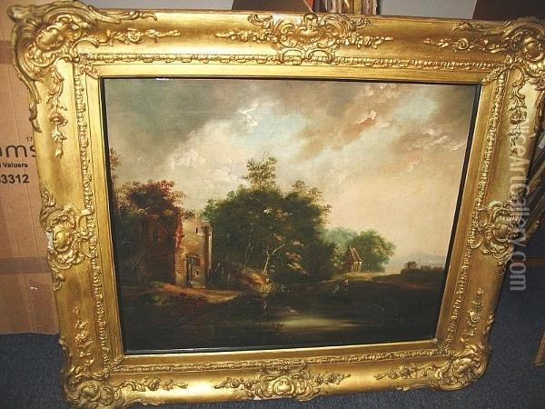 Ruins By The River Oil Painting - Alexander Nasmyth