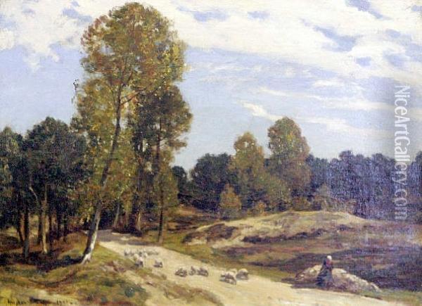 Shepherd On A Roadway Oil Painting - Herbert Hughes Stanton
