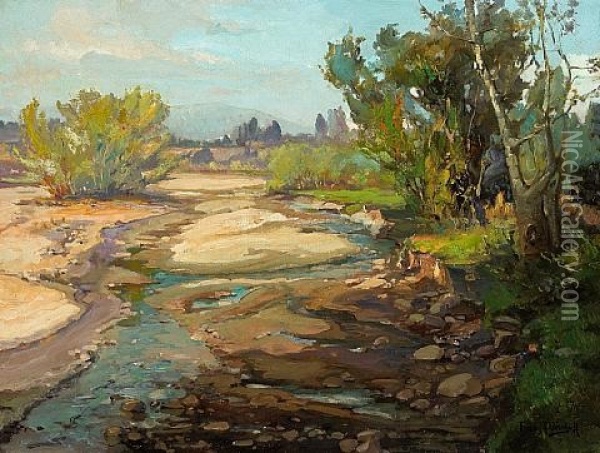View To The Bridge, Arroyo Seco Oil Painting - Franz Arthur Bischoff