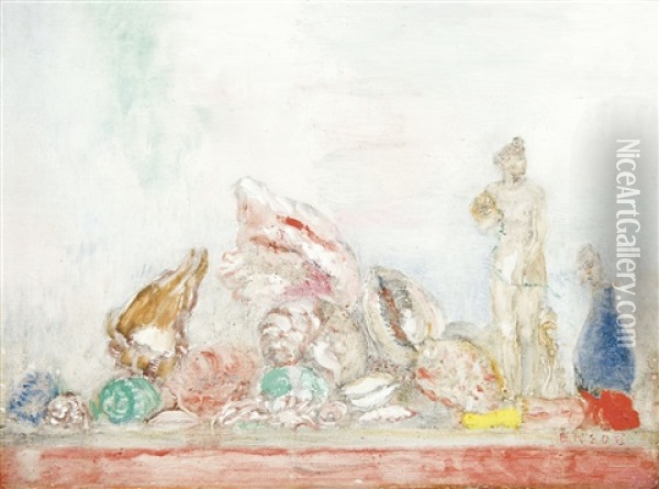 Coquillages, Tanagra Et Vase Oil Painting - James Ensor