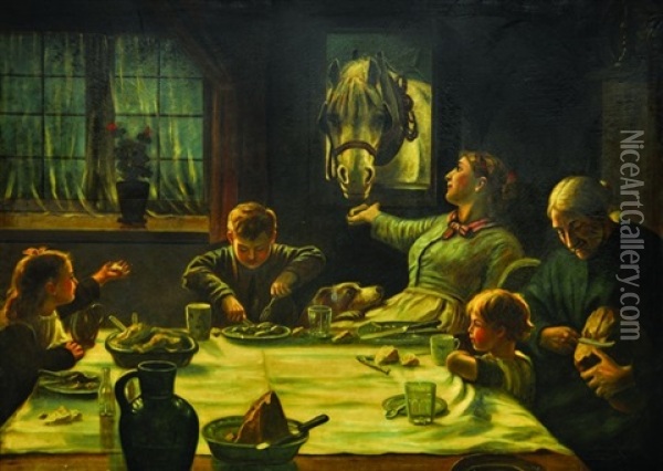 Family Dinner Oil Painting - A.D.M. Cooper