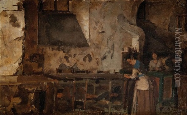 Roman Tavern Scene Oil Painting - Edouard De Jans
