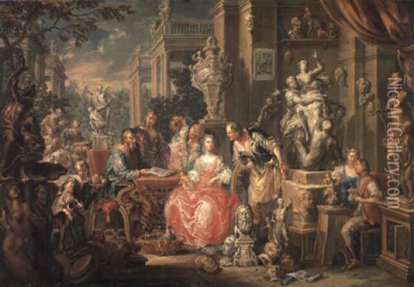 Allegory Of The Visual Arts Oil Painting - Johann Georg Platzer
