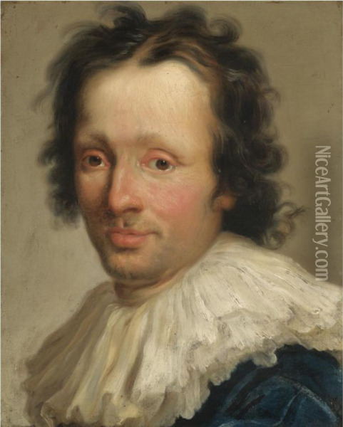Portrait Of An Artist, Head And Shoulders, In A White Ruff Oil Painting - Niccolo Cassana