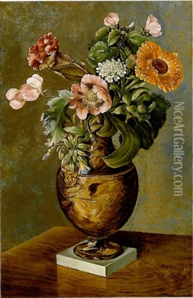 Flowers In A Creamware Vase Oil Painting - William Von Moll Berczy