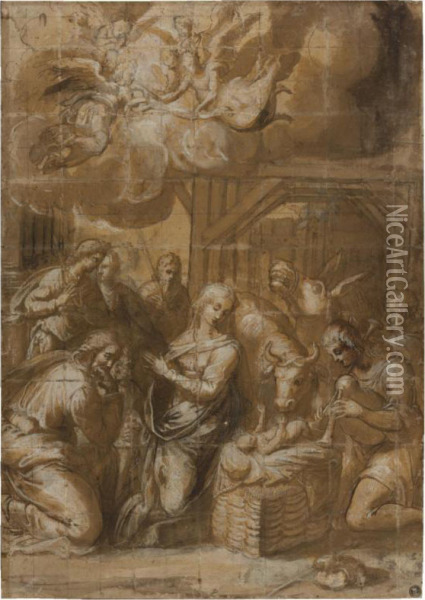 The Adoration Of The Shepherds Oil Painting - Domenico Brusasorzi