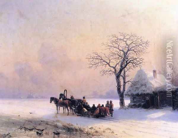 Winter Scene in Little Russia Oil Painting - Ivan Konstantinovich Aivazovsky