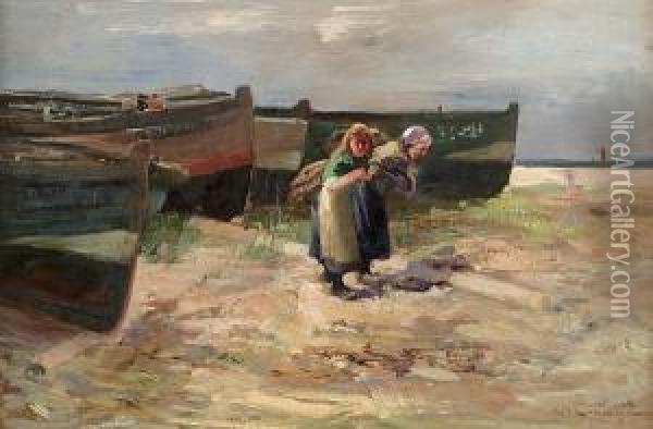 Fisherfolk, Angus Oil Painting - William Bradley Lamond